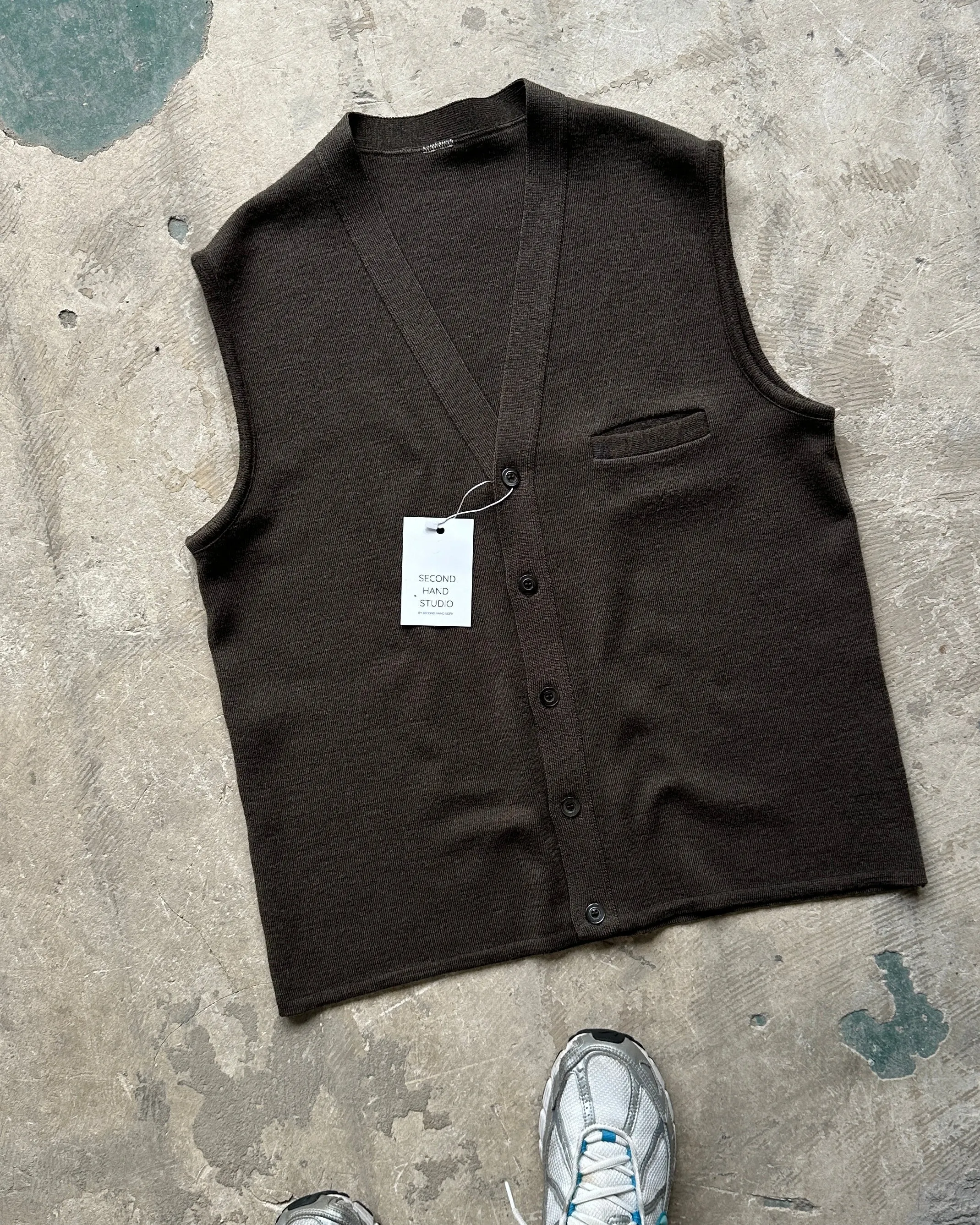 90s Italian Vintage Brown Knitted Vest - S
