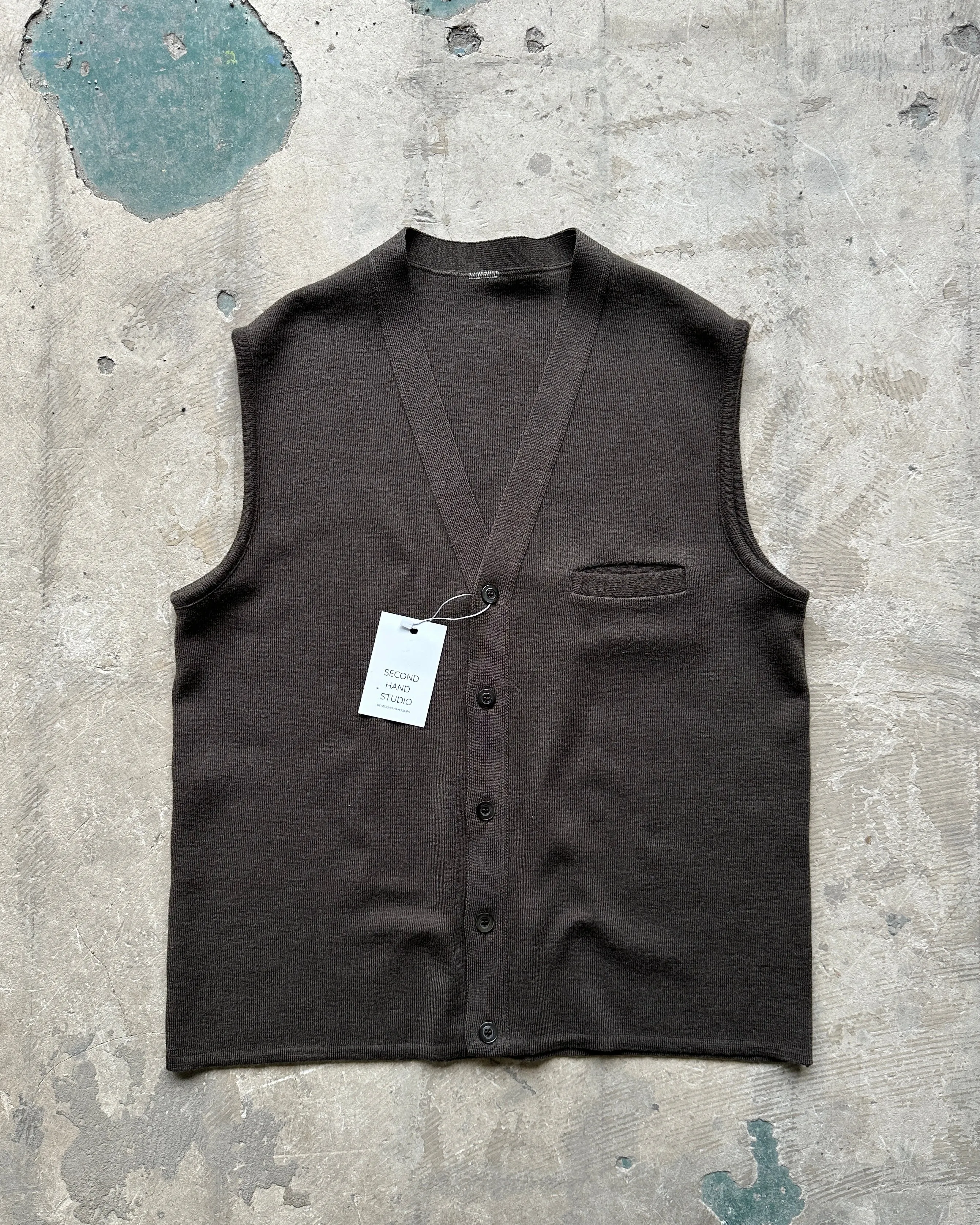 90s Italian Vintage Brown Knitted Vest - S