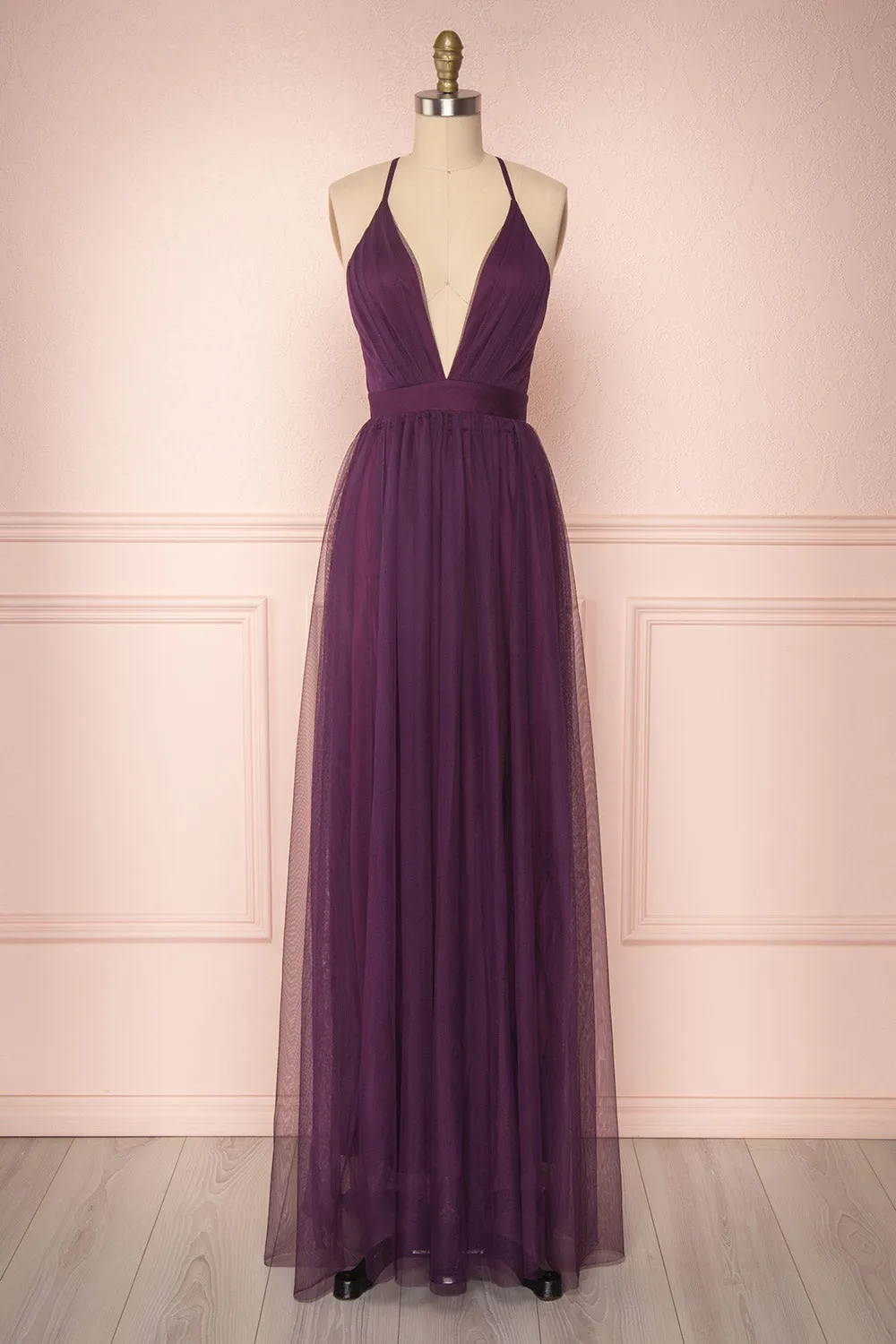 Aliki Eggplant | Purple Mesh Dress