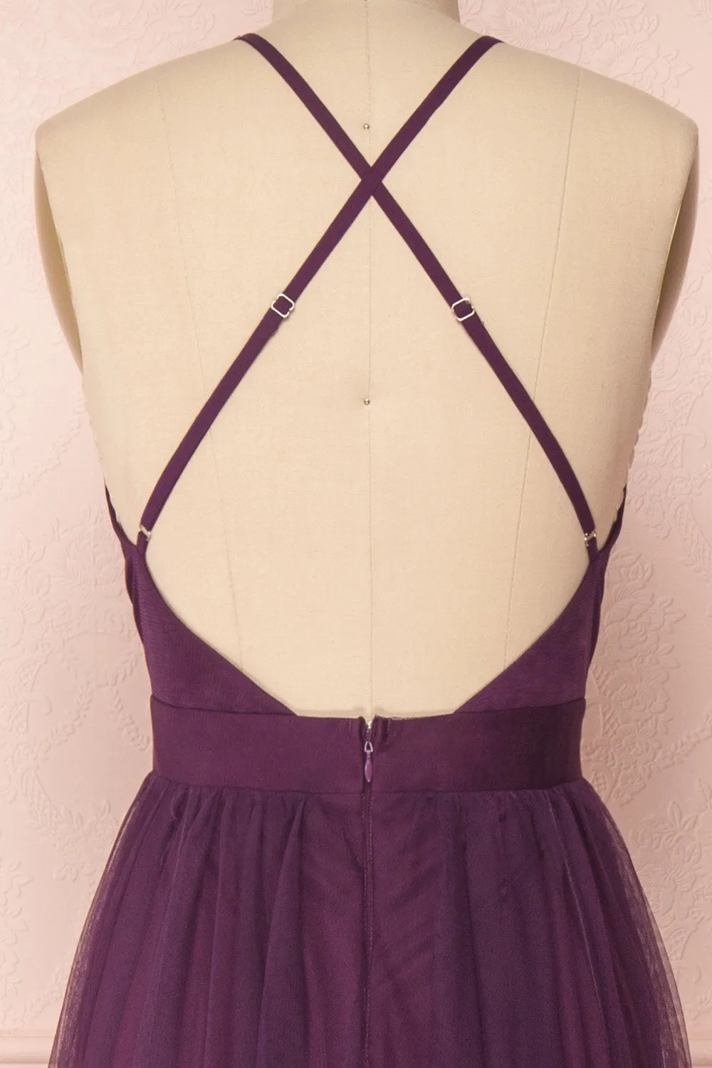 Aliki Eggplant | Purple Mesh Dress