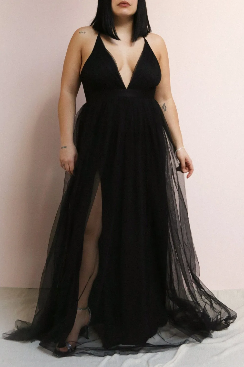 Aliki Eggplant | Purple Mesh Dress