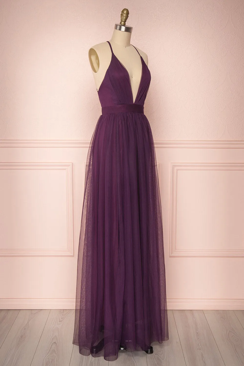 Aliki Eggplant | Purple Mesh Dress