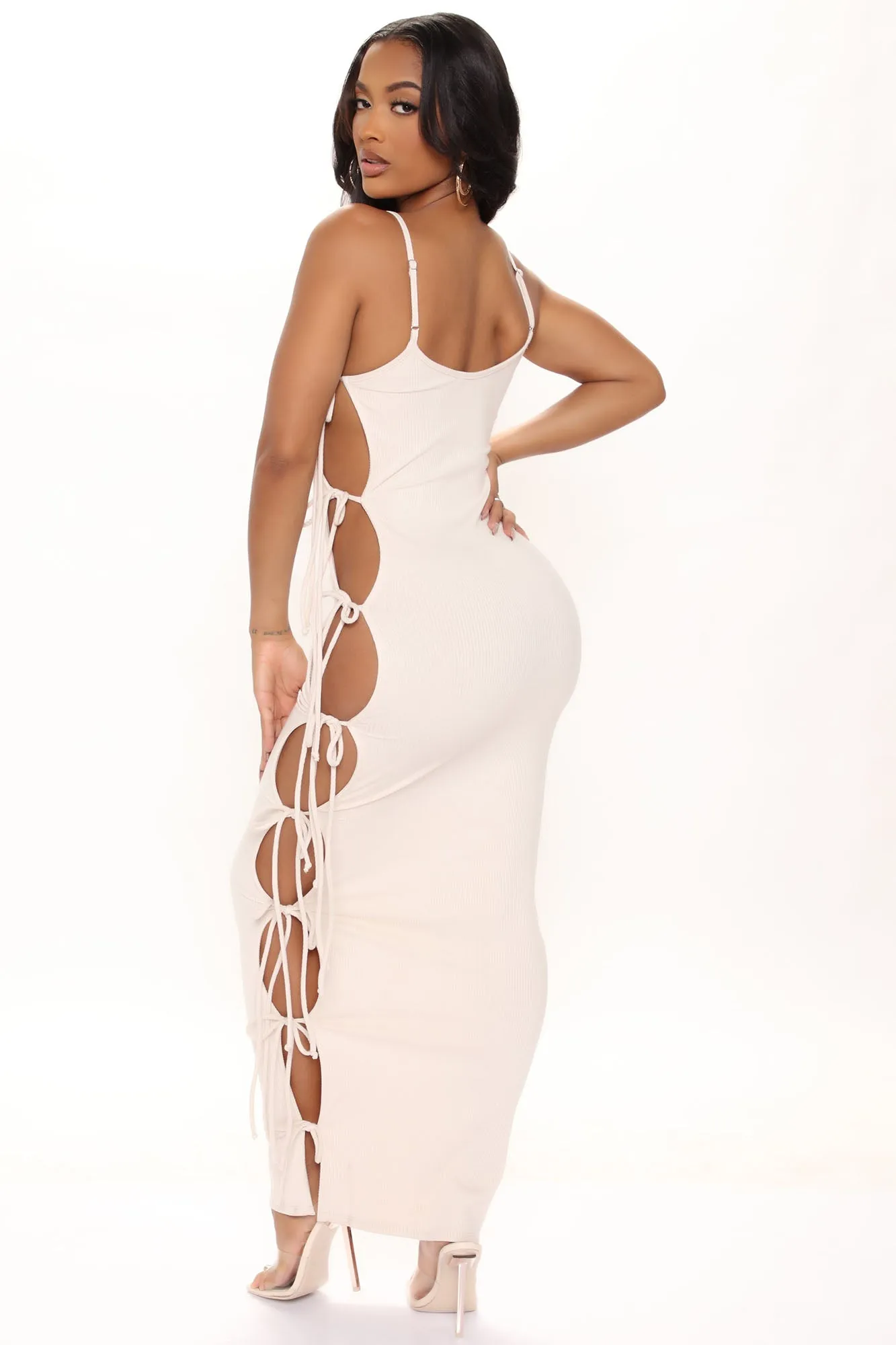 All Tied Thick Rib Maxi Dress - Cream