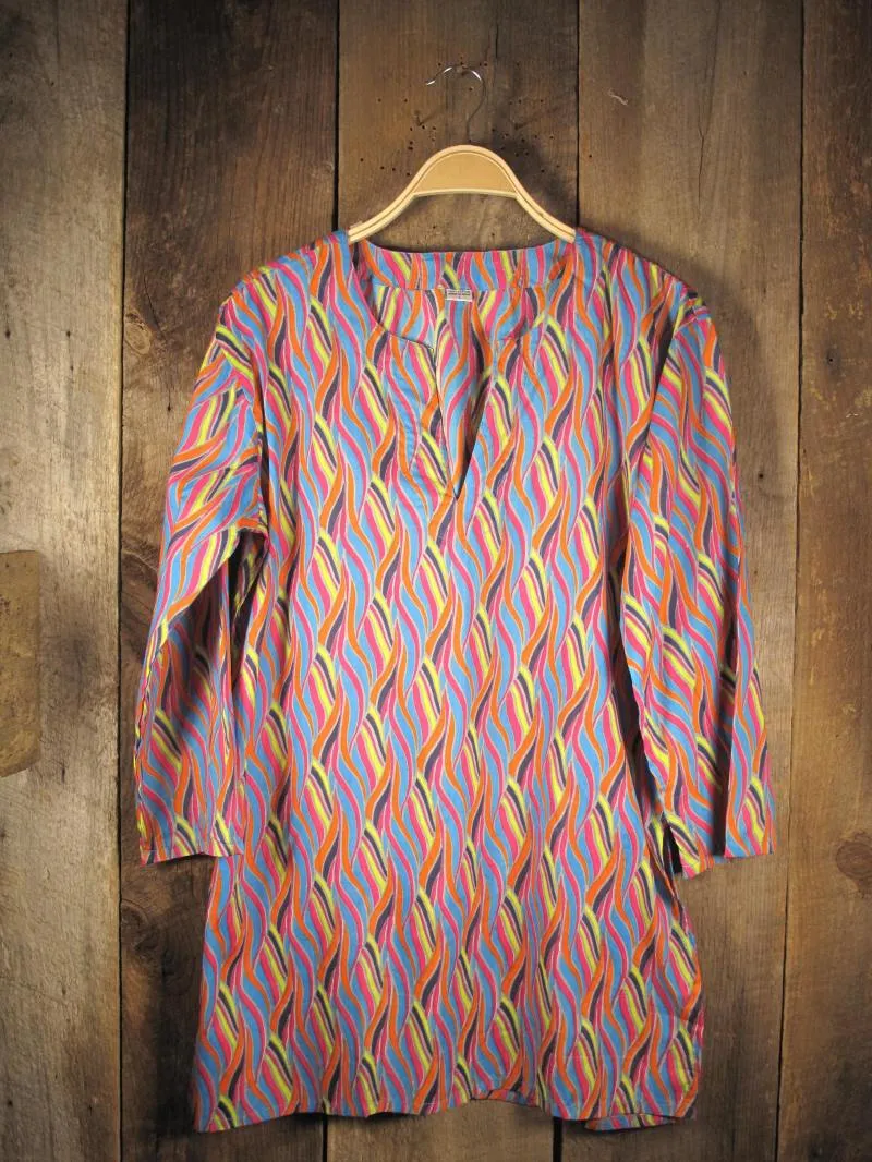 Cotton Tunic Top Multicolor Waves