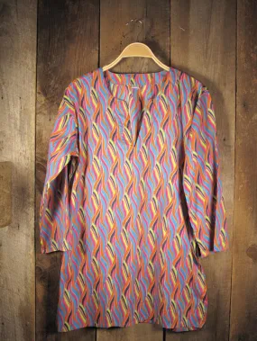 Cotton Tunic Top Multicolor Waves