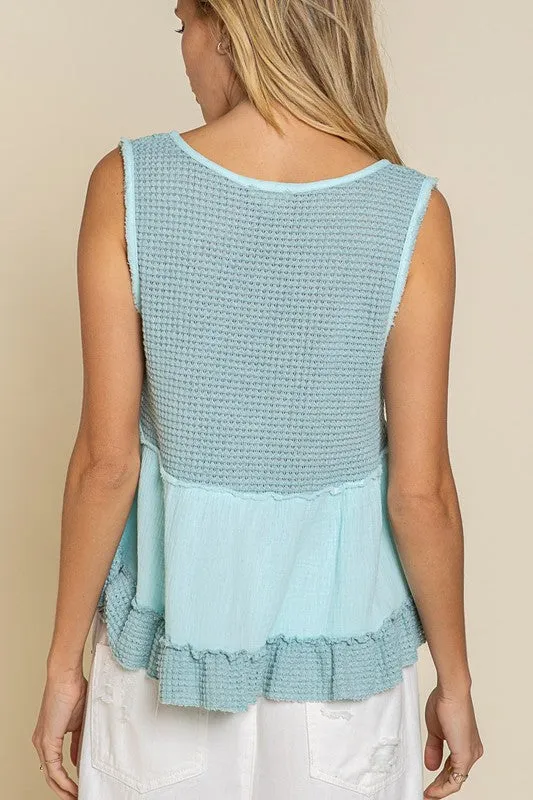 Hi Hon! Sleeveless V-neck Mini Babydoll Tank Top (2 Colors)