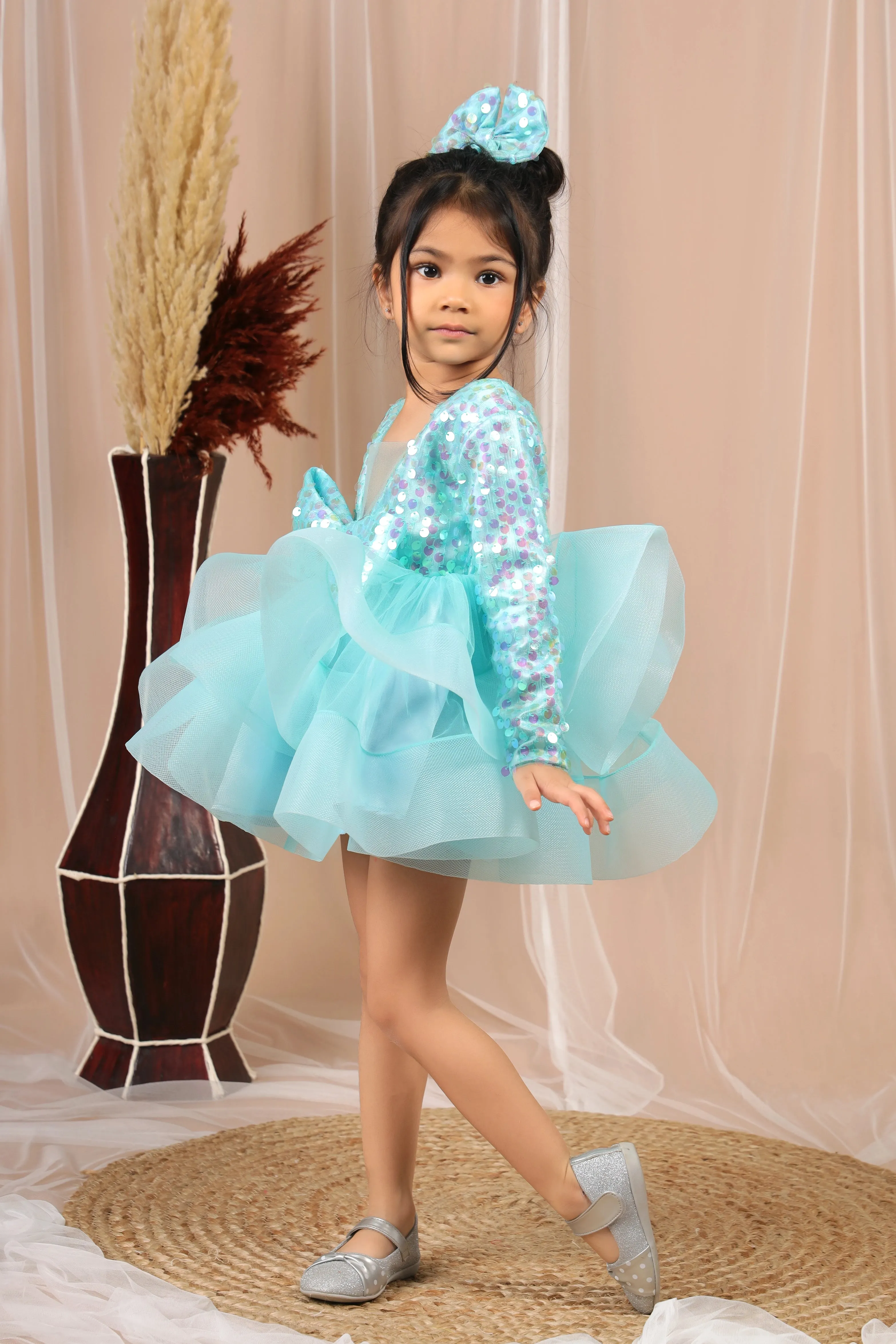 Minty Elegance Shimmer Dress