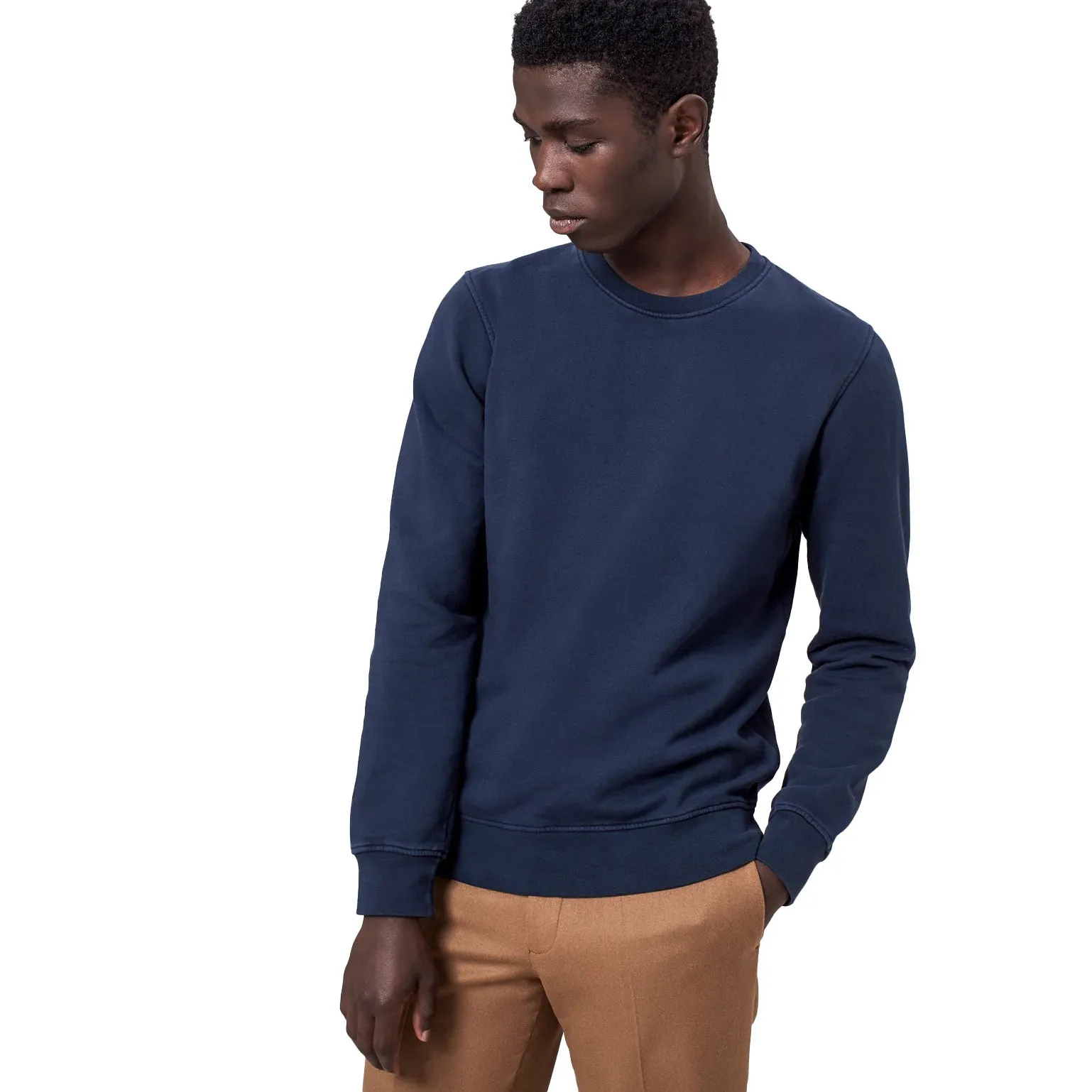 Organic Crew Sweat Petrol Blue