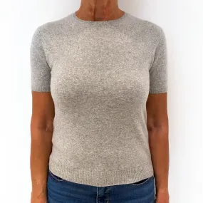 Smoke Grey Short Sleeve Cashmere Crew Neck Jumper Medium