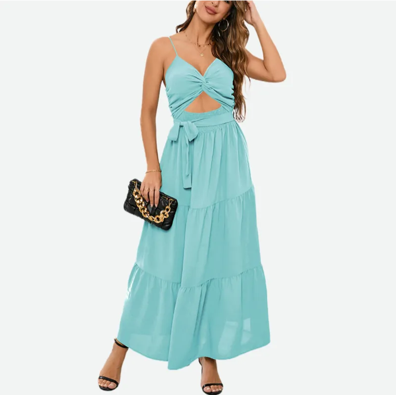 Tie Front Dress Sleeveless in Sage Green